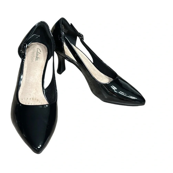 Clark’s shoes, women 7,NEW! Kataleyna Rae black patent pump.cut out,feminine - Picture 3 of 12